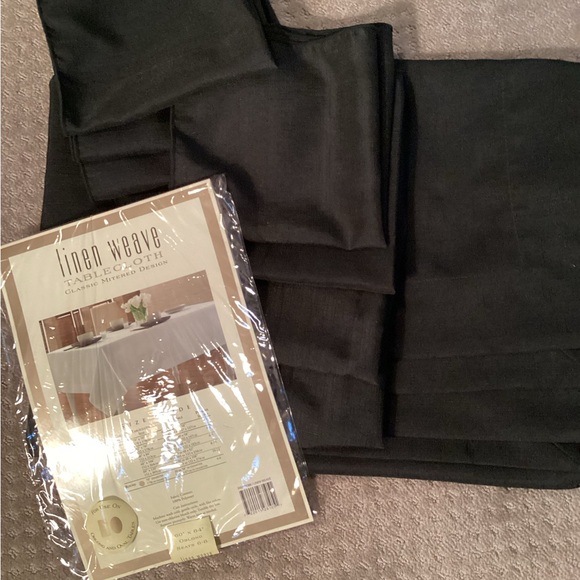 Other - Linen Weave Black Tablecloth & 8 matching napkins, 60X84,use on Oblong or Oval